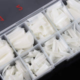Feugole French Nail Tips Acrylic Flake Nails Half Cover 1000PCS Artificial False Nails Half Tips & Box for DIY Nail Art (Natural/Clear)
