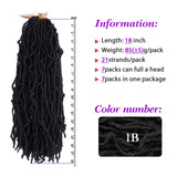 New Faux Locs Crochet Hair 18 inch Natural Soft Locs 7 Packs Goddess Crochet Locs Braids Synthetic Fiber Hair Extensions 1B#