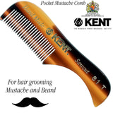 Kent A 81T X-Small Gentleman's Beard and Mustache Pocket Comb, Fine Toothed Pocket Size for Facial Hair Grooming and Styling. Saw-cut of Quality Cellulose Acetate, Hand Polished. Hand-Made in England