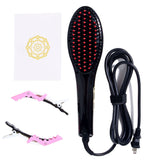 Eqoba Ceramic Hair Straightener Brush with Anti-Scald Protection and LCD Display Black