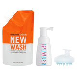 New Wash (DEEP) KIT, Hair Cleanser & Conditioner, 8oz Pouch, 1.35oz Hair Powder + Scalp Brush, Apple Cider Vinegar, Argan Oil + Natural Ingredients, Removes Oil, Protects Color & Eliminates Frizz
