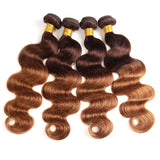 2 Tone Ombre Hair Brazilian Virgin Hair Body Wave 3 Bundles Hair Weaves Human Hair Extensions T4/30 Medium Brown/Medium Auburn(10 12 14)