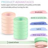10 Rolls Eyelash Extension Eye Tape and 50 Pairs Eyelash Lash Extension Patches, Adhesive Eyelash Tape Green Pink Lash Tape Eyelashes Grafting Breathable Patch Under Eye Gel Pads for Lash Extension
