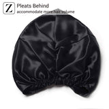 ZIMASILK Silk Sleep Cap - 100% 22Momme Organic Mulberry Silk on Both Sides for Women Hair Care,Silk Night Bonnet with Elastic Stay On Head, Classic Pleated (1Pc, Black)