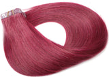 Tape in Hair Extensions #Burgundy 100% Remy Human Hair Extensions Silky Straight for Fashion Women 20 Pcs/Package(16Inch #Burgundy 30g)