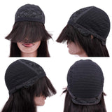 Connie Straight Black Wig With Bangs 18 Inch None Lace Front Wigs Full Machine Made Human Hair Wigs 130% Density