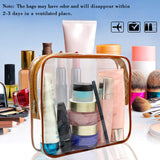 Clear Makeup Bags, APREUTY TSA Approved 6Pcs Cosmetic Makeup Bags Set Waterproof Clear PVC with Zipper Handle Portable Travel Luggage Pouch Airport Airline Bags Vacation Bathroom Organization (Coffee)