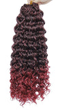 18inch Synthetic Deep Twist Crochet hair Bohemian Crochet Braids Natural Black Deep Wave Braiding hair Extensions (5Packs,1B/BUG)