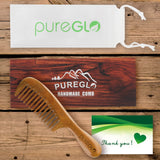 pureGLO Green Sandalwood Hair Comb | No Static Detangling Natural Aroma Handmade Wooden Comb | Wide Tooth Comb