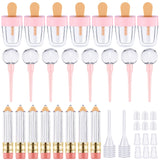 28 Pcs Refillable Empty Lip Gloss Tube Tool Set, 8 Pcs Ice-cream Shaped Lip Balm Tubes 8 Pcs Pencil Shaped Lip Gloss Containers 8 Pcs Lollipop Shaped Plastic Tube Containers with 4 Pcs Mini Funnels