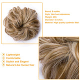 S-noilite Hair Bun Extensions Messy Wavy Curly Dish Donut Scrunchie Hairpiece Accessories Chignons Updo Ponytail Pony Tail Synthetic Hair Extension for Women/80G 2 Count Sandy Brown & Bleach Blonde