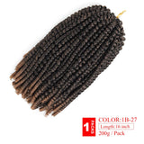 1 Pack Spring Twist Ombre Colors Crochet Braids Synthetic Braiding Hair Extensions Low Temperature Fiber (1 pcs 16 inch, M1B 27)
