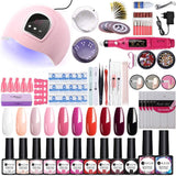 UR SUGAR 10 Colors Gel Nail Polish Kit Beginner Set With Base Top Coat 54W LED UV Nail Dryer Curing Lamp Manicure Nail Art Drill Tools and 3D Decoration All in One Kit Starter Kit