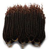 8 pcs/Pack Ombre Crochet Curly Wave Havana Mambo Senegalese Twist Hair Extension For Women 12 Roots/Pcs Synthetic Fluffy 12 Inch Spring Twist Crochet Braiding Hair (Black&Brown(1B/30#))