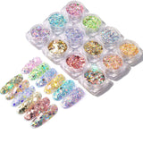 GOTONE 12 Colors Nail Sequins, Superfine Holoqraphic Paillette Nail Art Glitter Mixed Iridescent Manicure Make Up DIY Decoration for Face Body Cellphone Case