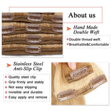 S-noilite Clip in Human Hair Extensions Dip-Dye Ombre Thick True Double Weft 100% Remy Human Hair Full Head 8 Pieces 18 Clips Straight Silky (18 Inch - 140g, Dark Blonde/Bleach Blonde(#T27/613))
