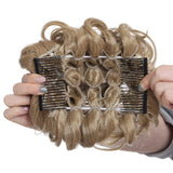 Short Messy Curly Dish Hair Bun Extension Easy Stretch hair Combs Clip in Ponytail Extension Scrunchie Chignon Tray Ponytail Hairpieces for women - ash blonde