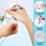 30 Pieces Empty Plastic Keychain Bottles Travel Leakproof Bottles Containers Flip Cap Small Refillable Bottles for Toiletry Shampoo Lotion with 96 Pieces Stickers and 5 Pieces Funnels, 50 ml