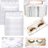 120 Pieces Empty False Eyelash Box with Eyelash Tray Kit Plastic Eyelash Packaging Box Marble Design Lash Case Holder for Women Girls (White,4.39 x 2.10 x 0.61 Inch)