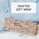 Beard Comb for Men - Pocket Folding Combs for Mustache & Hair Travel Natural Wooden Comb with Real Man Engraving - Perfect for Use w/Beard Balm Oil