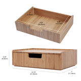 Bamboo Makeup Organizer Complete Combo, 3 PC set INCLUDES: 5 Section Brush Holder, 4 Compartment Cosmetic Caddy & Drawer for added extra storage space