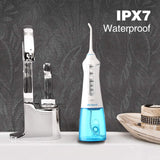 Water Flosser Cordless Dental Teeth Cleaner - McNaval Portable Water Flossing with 300ML Large Cleanable Water Tank USB Rechargeable IPX7 Waterproof 3-Mode with 4 Jet Tips