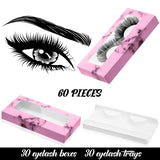 60 Pieces Empty Eyelashes Packaging Box and Tray, 30 Empty Lash Box Case Soft Paper Eyelash Box Eyelash Holder Case Empty Eyelash Case Eyelash Container with 30 Lash Tray Lash Case (Marble)