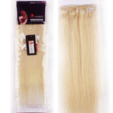 16" Clip in Human Hair Extensions Double Weft Hair Extensions 8 Pieces 18 Clips Straight Hairpieces(Platinum Blonde)