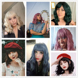 Mersi Blue Wigs for Women, 13'' Short Bob Hair Wig with Bangs, Cute Soft Natural Synthetic Wigs for Daily Party Halloween S046BE