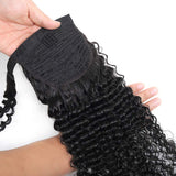 Bex Magic Paste Remy Ponytail Hair Clip in Brazilian Human Hair Extension 3C Virgin Hair Afro Kinky Curly Human Hair Wrap Around Ponytail Hairpiece 16 inch Curly Magic Paste