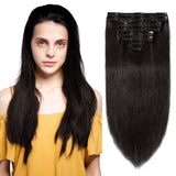 12 inch 75g Clip in Hair Extensions Human Hair 100% Double Drawn Human Hair Extensions 8 Pieces Thick To The End #1B Natural Black