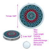 Beaufy Magnifying Compact Mirror Cosmetic Makeup Double Side Folding Pocket Purse Handheld Small Mini Beauty Travel Mirrors 2X Magnification for Women Girls Lady Party Favor Gift Mandala Design 6 Pack