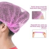 1 Pack (100pcs) Disposable Non Woven Makeup Spa Shower Cover Caps Hairnet Microblading Hair Caps Hot Pink