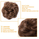 S-noilite Hair Bun Extensions Messy Wavy Curly Dish Donut Scrunchie Hairpiece Accessories Chignons Updo Ponytail Pony Tail Synthetic Hair Extension for Women/40G 1 Count Light Brown