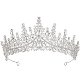 SWEETV Crystal Wedding Tiara for Women, Royal Queen Crown Headband, Rhinestone Princess Hair Accessories for Prom Birthday, Silver