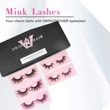 3D Mink False Eyelashes Dramatic Natural Look Thick, 3D Layered Effect Siberian Mink Fur Eyelashes Handmade Strip Eyelashes Reusable Make Up Fake Eyelashes (5 Paris 2 types) SWINGINGHAIR