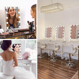 Hollywood Vanity Mirror Lighted Makeup Mirror,Tabletop Mirror with 12pc Dimmable LED Lights，3 Color Mode (White, Large)