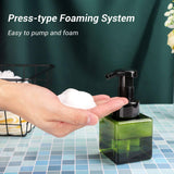 Foaming Shampoo Dispenser, Suream 4 Pack 8.45oz/250ml Green Plastic Refillable Hand Pump Bottle for Lotion, Soap, Conditioner, Empty Square Container for Bathroom Body Wash, Kitchen Sink and Travel