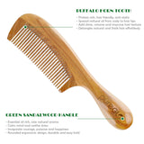 All Natural Hair Comb - pureGLO No Static Detangling Wooden Combs - Handmade Natural Fine Tooth Comb
