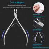 9PCS Cuticle Trimmer Nippers with Cuticle Pusher Manicure Set, Pingispower Cuticle Remover Professional Stainless Steel Cuticle Cutter Cuticle Clippers Manicure Tools Kit for Women and Men