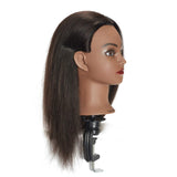 Traininghead 18-20'' Afro 100% Human Hair Mannequin Head Hairdresser Female Training Styling Head Cosmetology Manikin Head Doll Head with Clamp Stand (Natural Black)