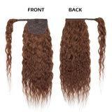 SEGO Ponytail Extension Human Hair Wavy Pony Tails Hair Extensions Wrap Around Ponytail Hair Extensions Long Corn Wave 100% Real Remy Hair With Magic Paste For Women Medium Brown #04 20 Inch 95g