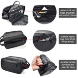 Loteaf Toiletry Bag for Men PU Leather Water-Resistant Travel Toiletry Bag Organizer Dopp Kit for Toiletries Accessories (Black)