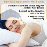 Sleep Caps Hair Bonnet for Woman NEWBEAU Night Caps for sleeping, Reversible with Elastic Band Sleep Caps Protecting Hair (2 Pack, 56CM)