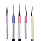 Bememo 5 Pieces Nail Brushes for Nail Art, UV Gel Painting Nail Design Brush Nail Art Pens, Nail Art Liner Brushes Nail Dotting Painting Drawing Pen Set 5/7/9/11/20 mm