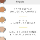 bellapierre 5-in-1 Compact Mineral Foundation SPF 15 | All-Natural Vegan & Cruelty Free Full Coverage Concealer | Hypoallergenic & Safe for All Skin Types | Oil & Talc Free - 0.35 Oz Latte