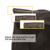 GOO GOO Halo Hair Extensions Human Hair Dark Brown Hairpiece 14 Inch 70g Flip in Remy Human Hair Extensions Straight Hidden Crown Wire Hair Extensions