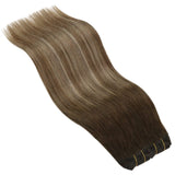 Human Hair Clip Hair Extensions, Balayage Hair Clip in Double Weft Hair Extensions with 7pcs Invisible Clips Full Head on Hair Extensions Clip in Remy Hair 16in 7pcs 100g