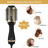 Hair Dryer Brush, 4-in-1 Hot Air Brush in One with Hair Band, Negative Ion Hair Dryer & Volumizer Brush, 3 Temperature levels Anti Scald Oval Blow Dryer Brush with 2 Hairpins for Women