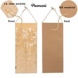 Women Padded Headbands Storage Organizer, Lady Hair Hoop Holder with 8 PVC Clear Pockets, Hanging Hair Clasp Rack Display Stand. (M-felt material-milk tea)